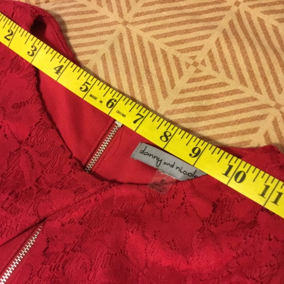 Cherry red dress, red lace overlay, Danny and Nicole, size 8 - Picture 5 of 8